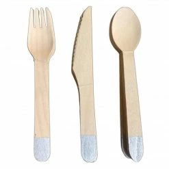 Puffnpop Silver Wooden Cutlery (8sets) Dinosaur
