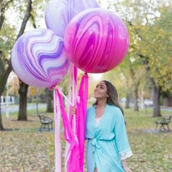 Puffnpop Build A Balloon Bouquet Jumbo Rainbow Balloon With Streamers