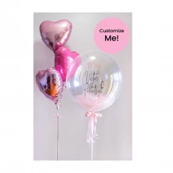 Puffnpop Balloon Sets Bubble Balloon With Tulle & Heart Balloons