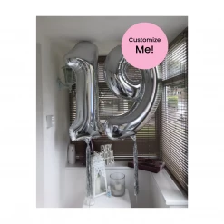 Puffnpop Silver Supersized Number Number Balloons