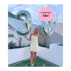 Puffnpop White Gold Supersized Number Build A Balloon Bouquet