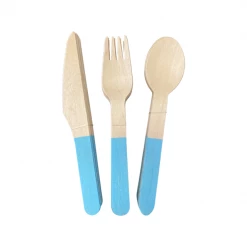 Puffnpop Blue Wooden Cutlery (8sets) Dinosaur