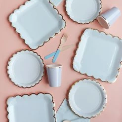 Puff And Pop Pastel Blue Square Tableware Set Unicorn