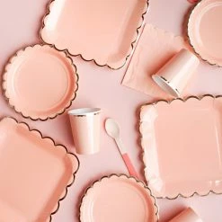 Puff And Pop Pastel Peach Scallop Tableware Set Unicorn