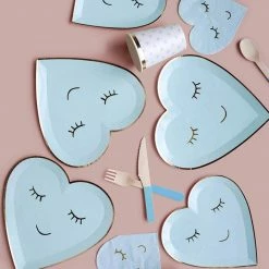 Puff And Pop Pastel Blue Love Sleep Face Tableware Set