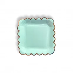 Puffnpop Pastel Mint Scallop Plates 9" (8pcs) Paper Plates