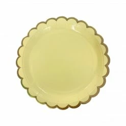 Puffnpop Pastel Yellow Scallop Plates 7" (8pcs) Paper Plates