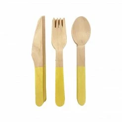 Puffnpop Yellow Wooden Cutlery Set (8sets)