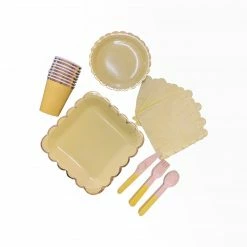 Puff And Pop Pastel Yellow Scallop Tableware Set Unicorn