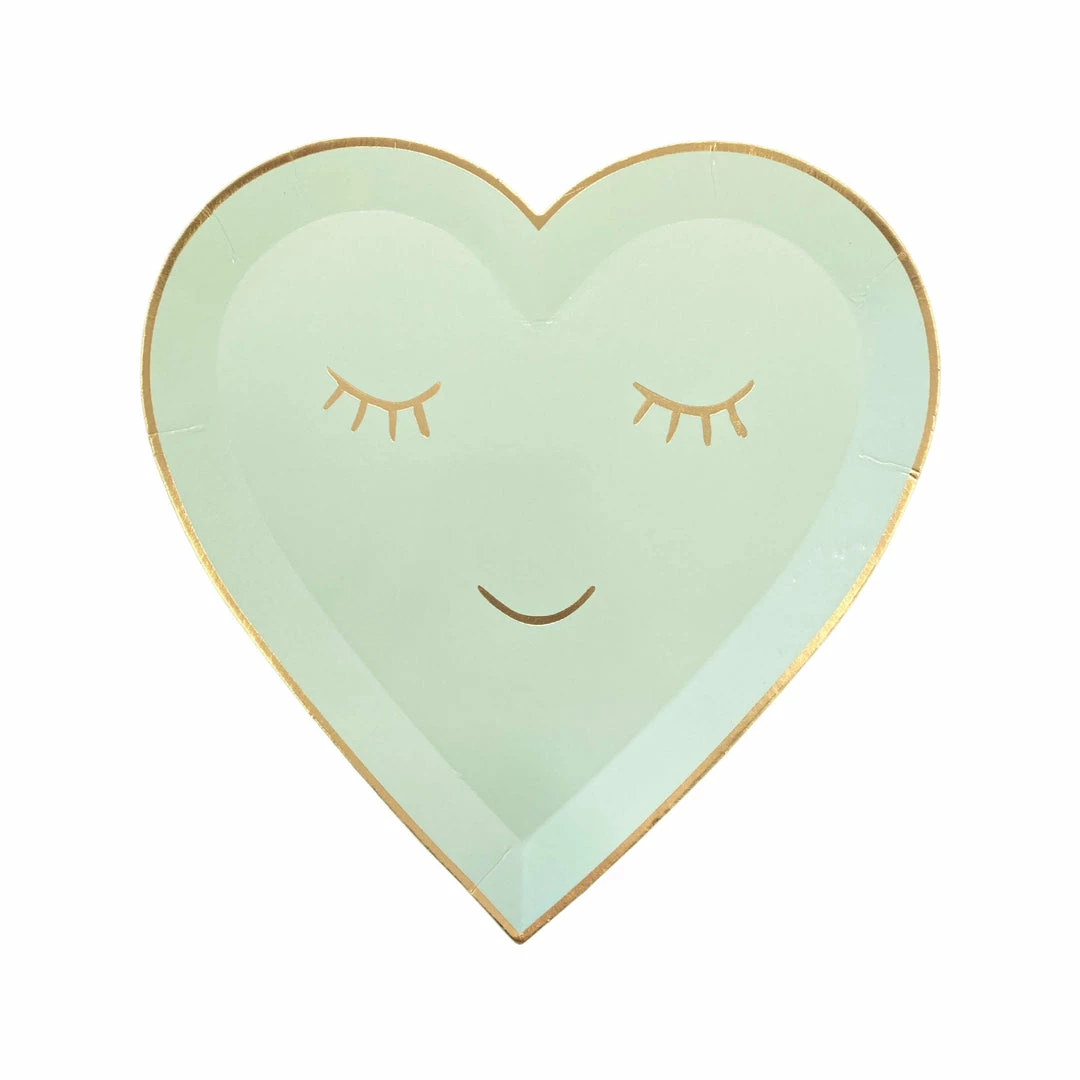 Puffnpop Mint Love Sleep Face Hearts Plates 9" (8pcs) 3 Puffnpop Mint Love Sleep Face Hearts Plates 9" (8pcs)