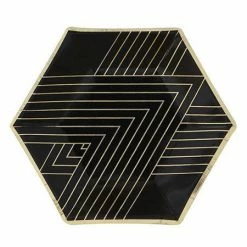 Puffnpop Black And Gold Geo Plates 7" (8pcs)