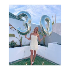 Puffnpop White Gold Supersized Number Build A Balloon Bouquet