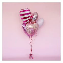 Puffnpop Balloon Bouquets PINK Patterned Valentine Heart Bouquet