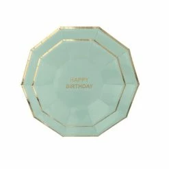 Puffnpop Happy Birthday Green Plates 9" (8pcs) Tableware And Decorations